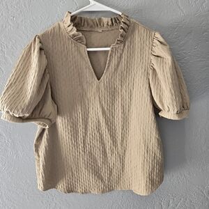 Elegant Beige Ruffled Blouse